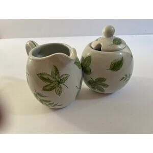 Andrea by‎ Sadek leaf pattern sugar and creamer RARE No chips or cracks